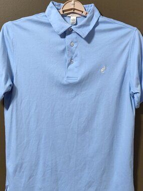 The Beaufort Bonnet Company Croquet Party Polo Shirt MEN LARGE Light Blue